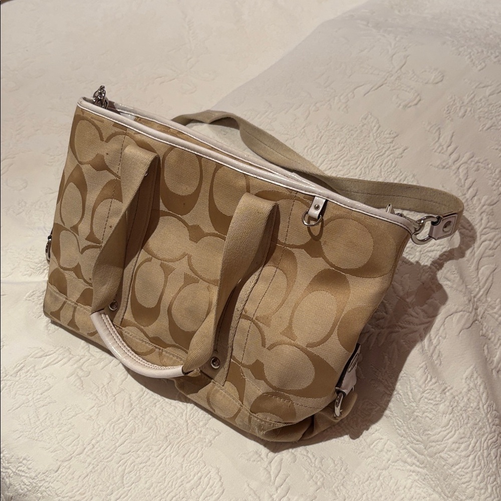 Coach Beige Signature Shoulder Bag